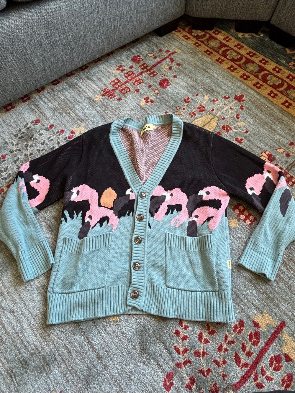 Duvin “the filthy flamingo” cardigan sweater mens medium